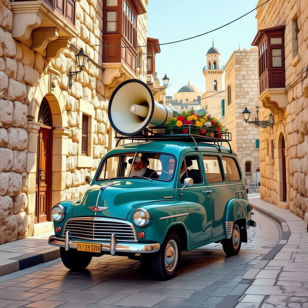 Funeral Announcement Vehicle in Jerusalem