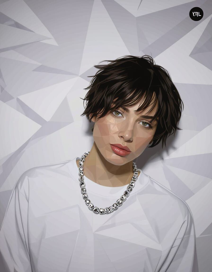 WPAP Style Portrait of Woman with Geometric Shapes