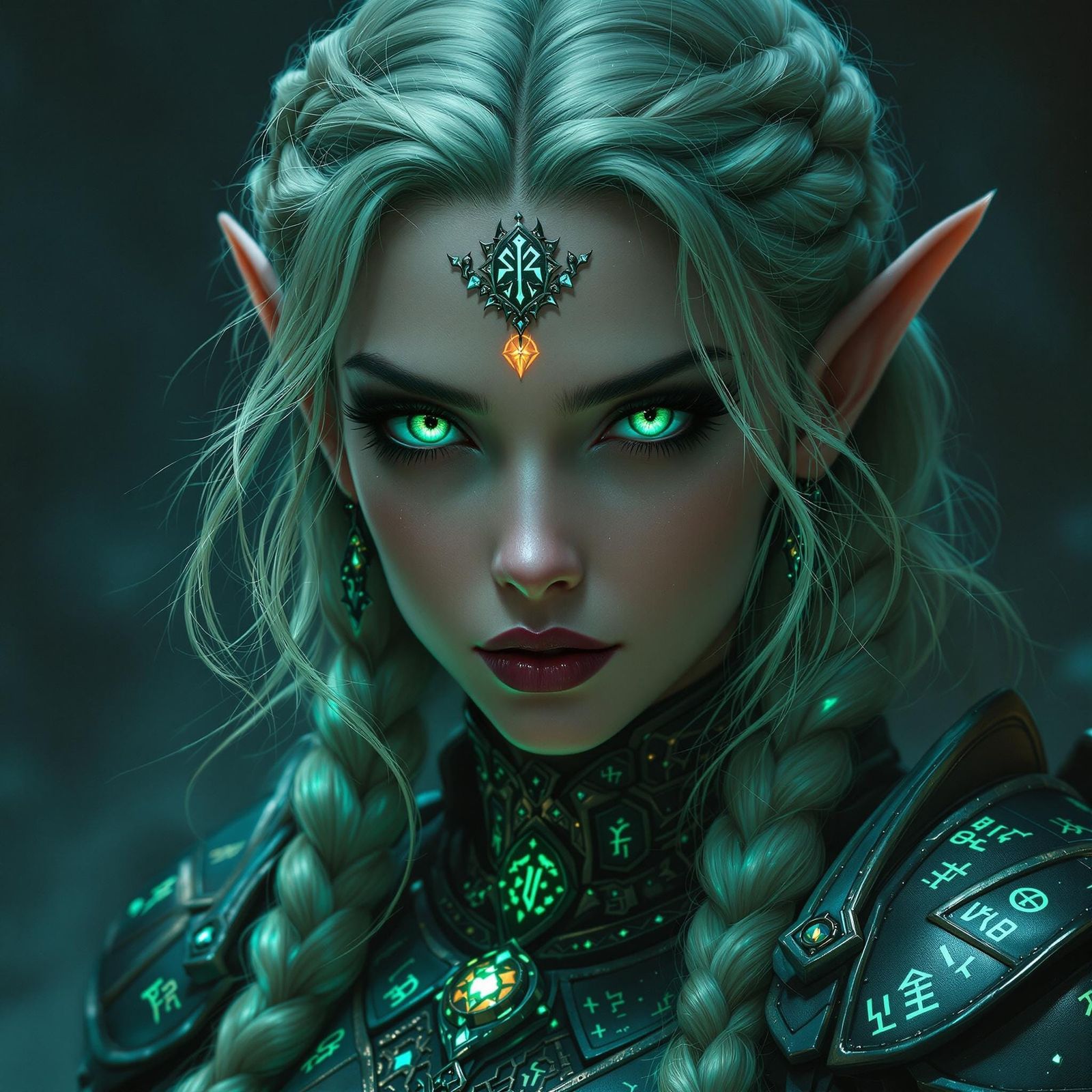 Gothic Elf Sentinel in Turquoise Armor