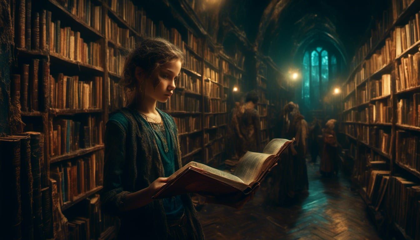 Student in Bookstore: Fantasy Concept Art