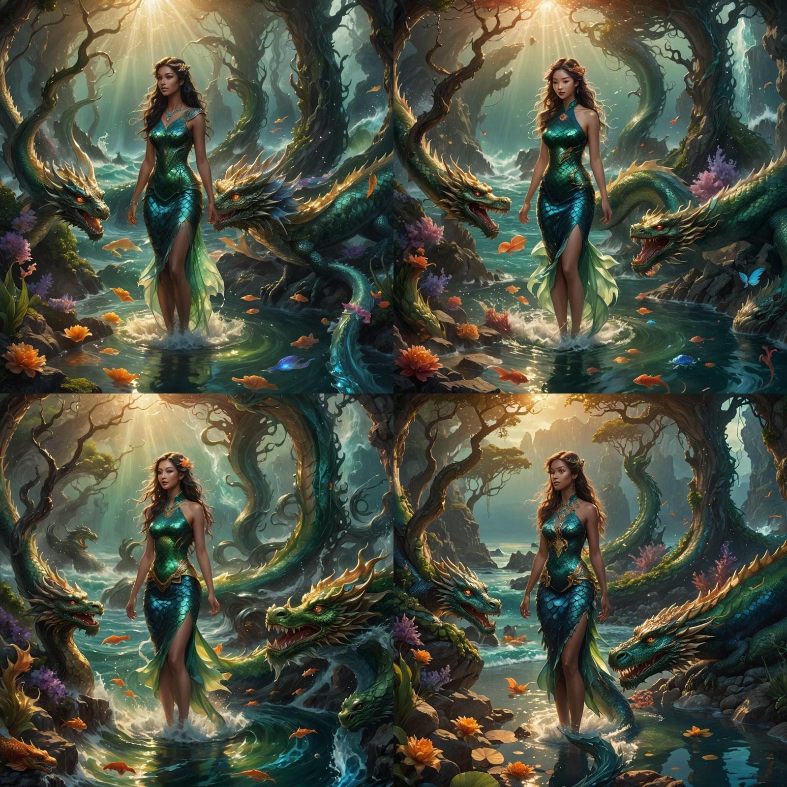 Dragon Mermaid Hybrid in Fantastical Concept Art