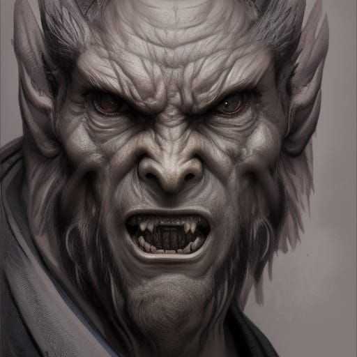 Grotesque gargoyle wizard