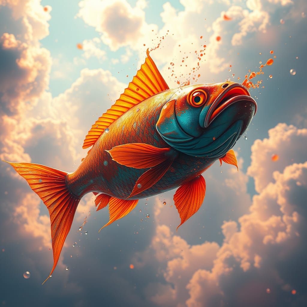 Flying Fish in Triadic Colors Concept Art