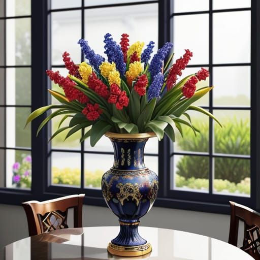 Exquisite Hyacinths in Ornate Baroque Vase