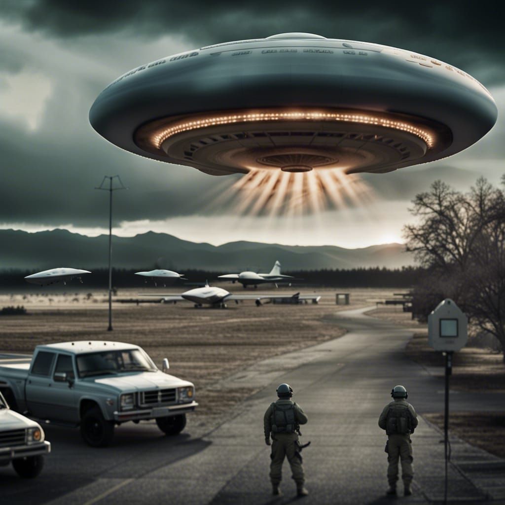 UFO Attack on Air Force Base: Hyperrealistic Rendering