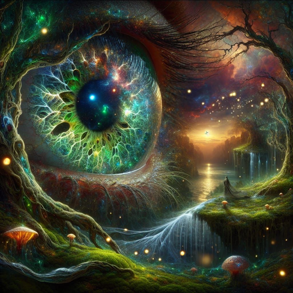 Mystical Tiger's Eye Reveals Dreamlike Landscape