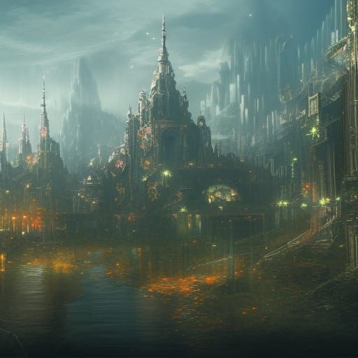 Futuristic Technological City in Detailed Matte Painting