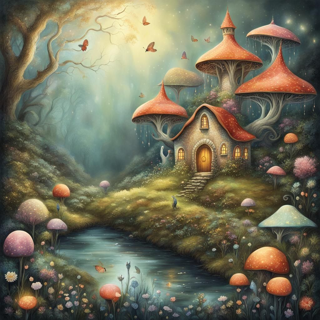 Whimsical and Mystical AI-Generated Scene