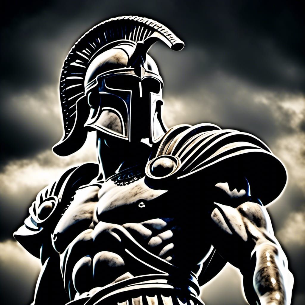 Michelangelo Inspired Marble Statue of Spartan Warrior