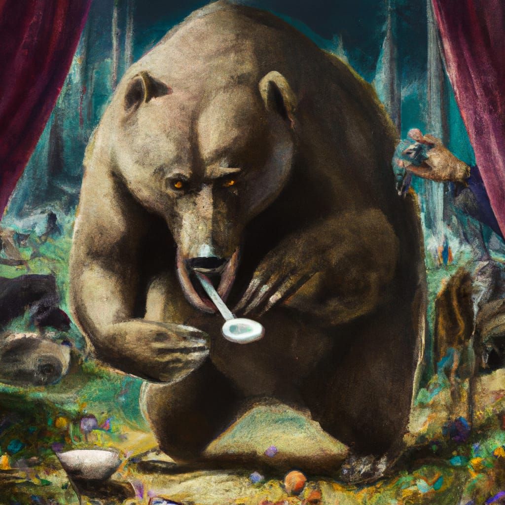 Ultra-Realistic Bear in Surreal, Ethereal Horror Painting