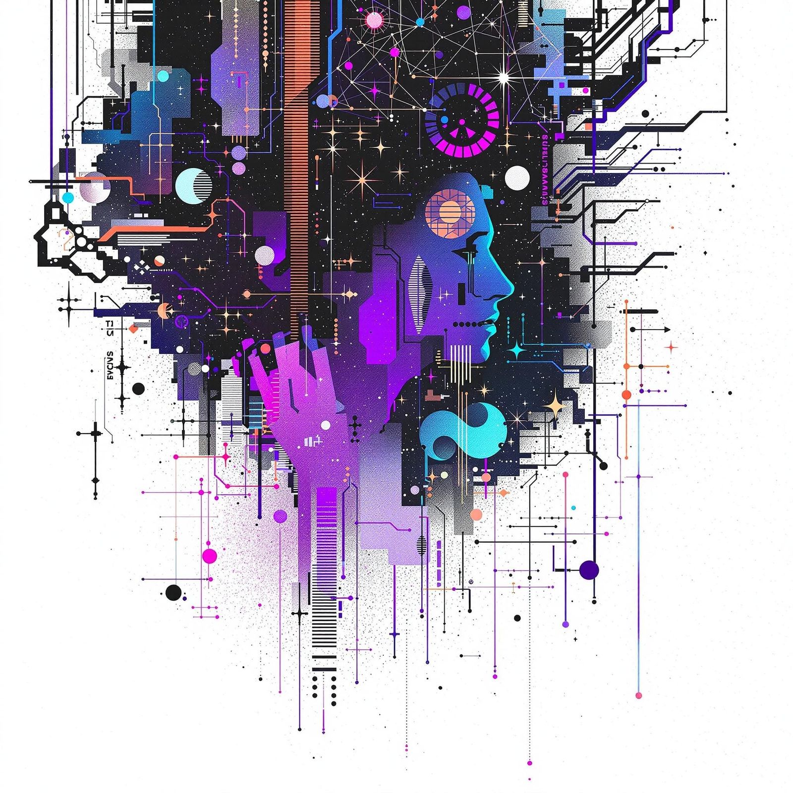 🟦 ℑ𝔫𝔡𝔦𝔤𝔬ℭ𝔬𝔯𝔢 🟦 glitch error, maximalist, constella...