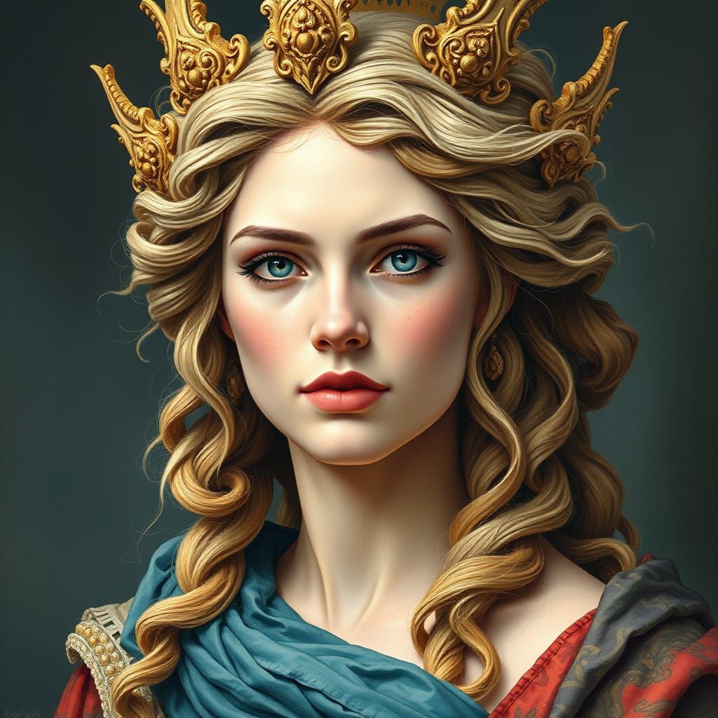 Majestic Circe in Lavish Gouache Style