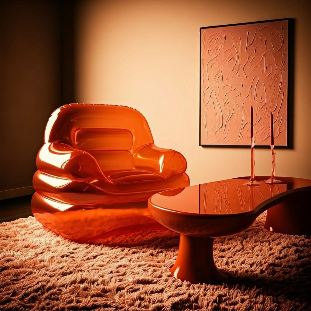 Mid-Century Modern Blow-Up Chair in Vibrant Orange