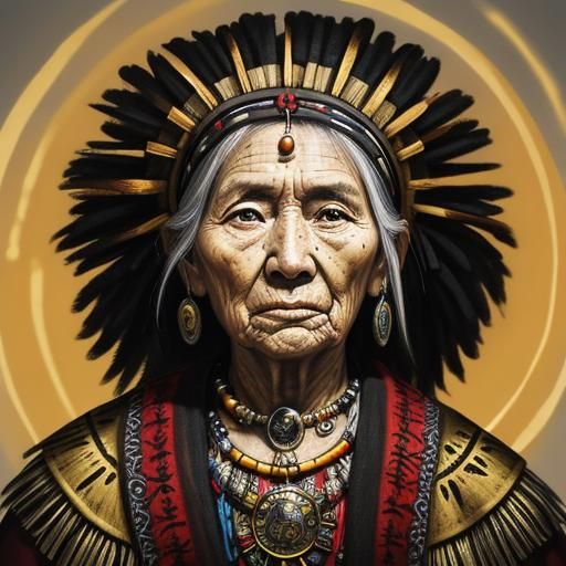 Striking Portrait of an Elderly Woman Shaman