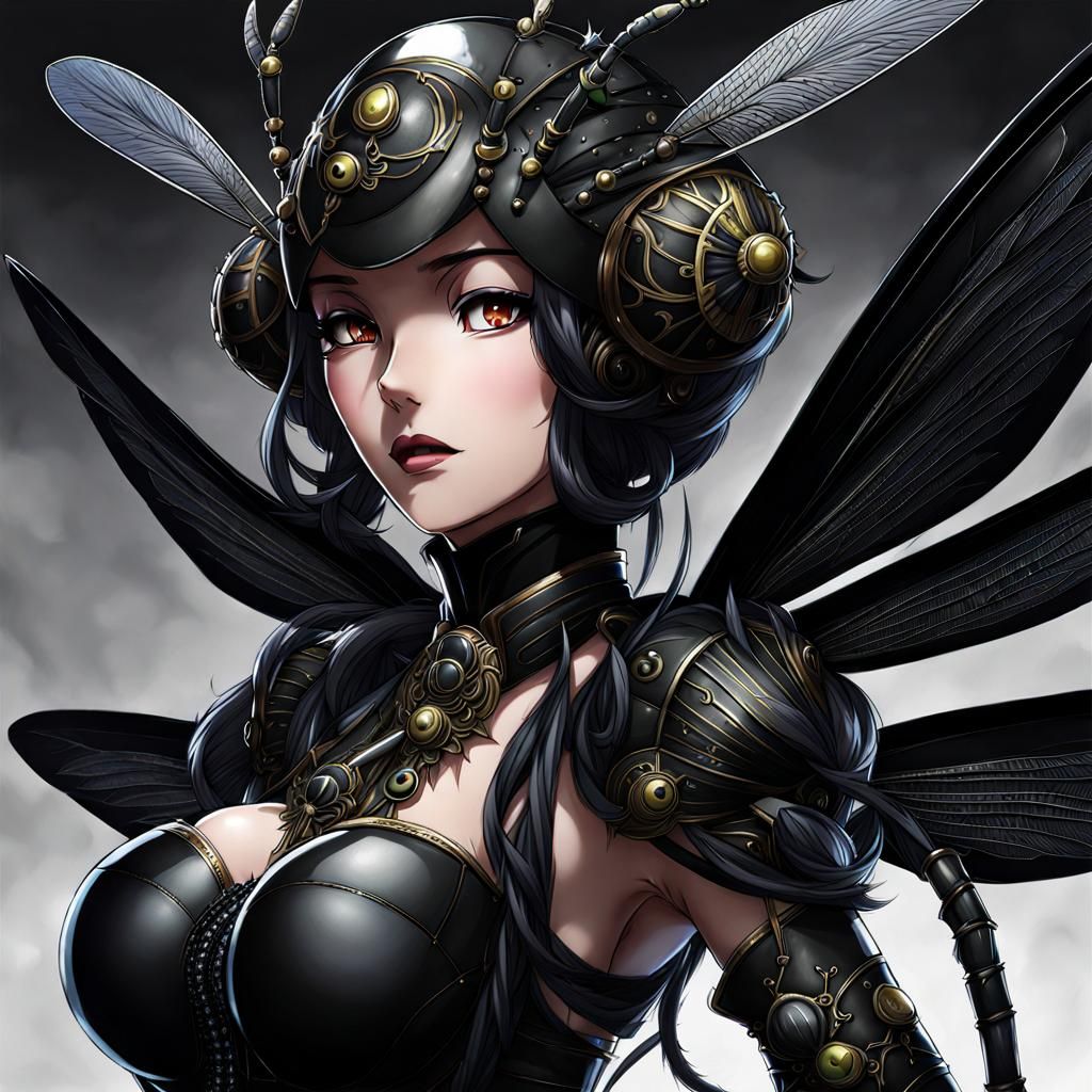 Anime Locust Queen in Black