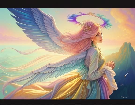 Surreal Angel Portrait in Dreamlike Landscape