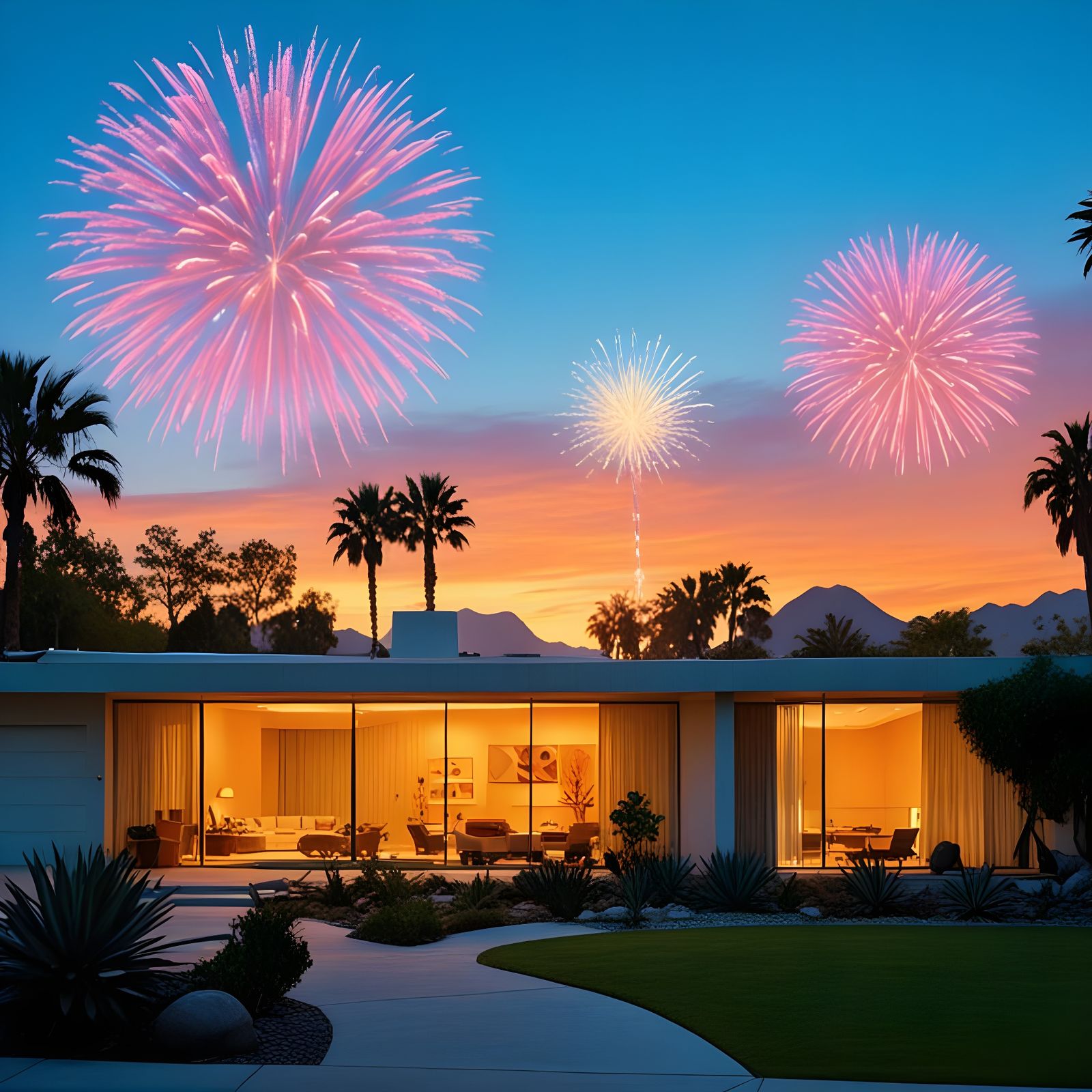 Midcentury Homes in Desert Paradise at Golden Hour