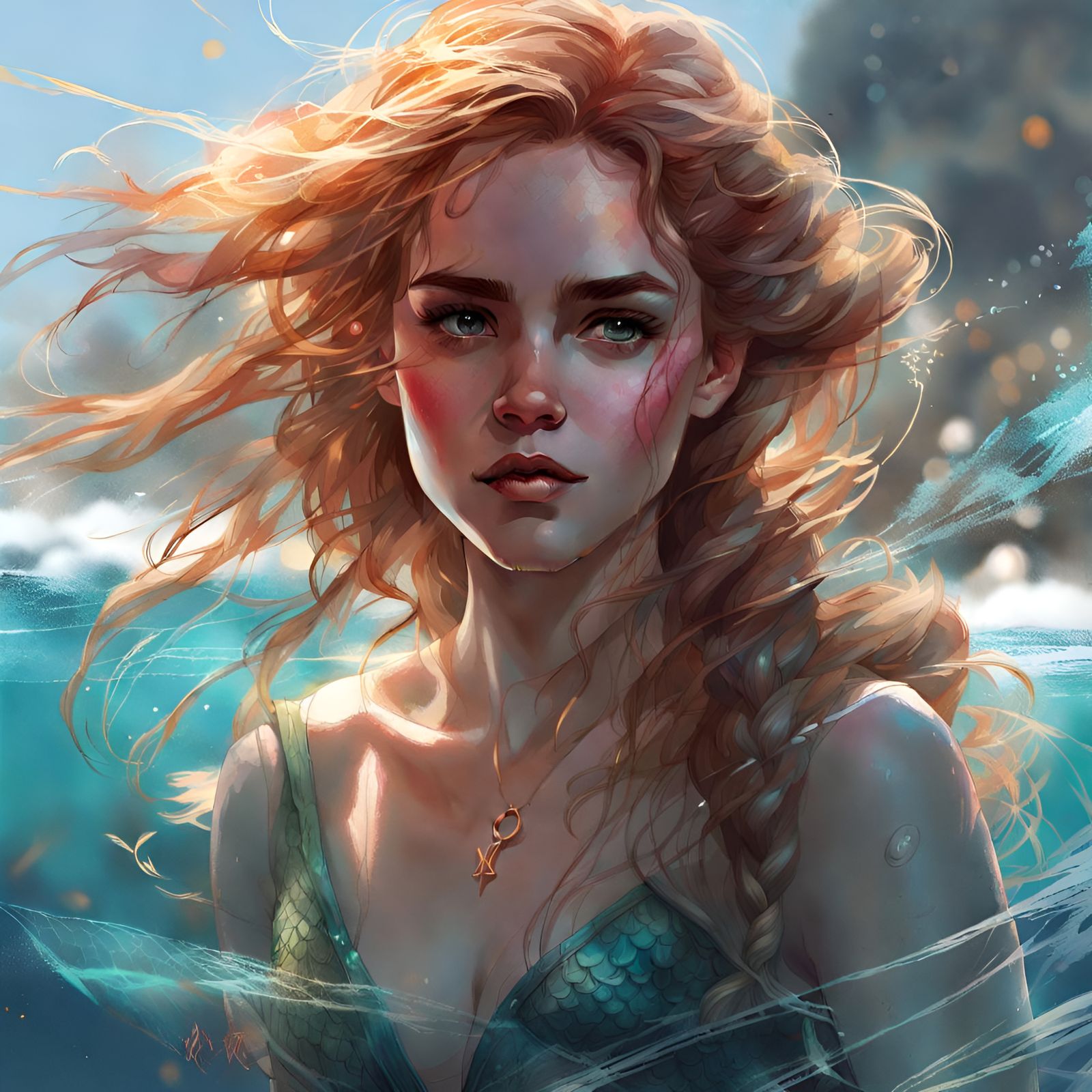 Hermione as Mermaid: Detailed Digital Art Portrait