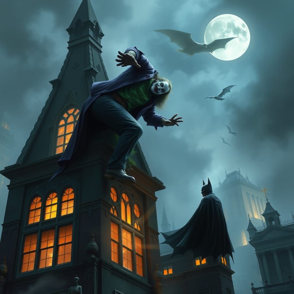 The Dark Knight Joker: Ethereal Fantasy Scene