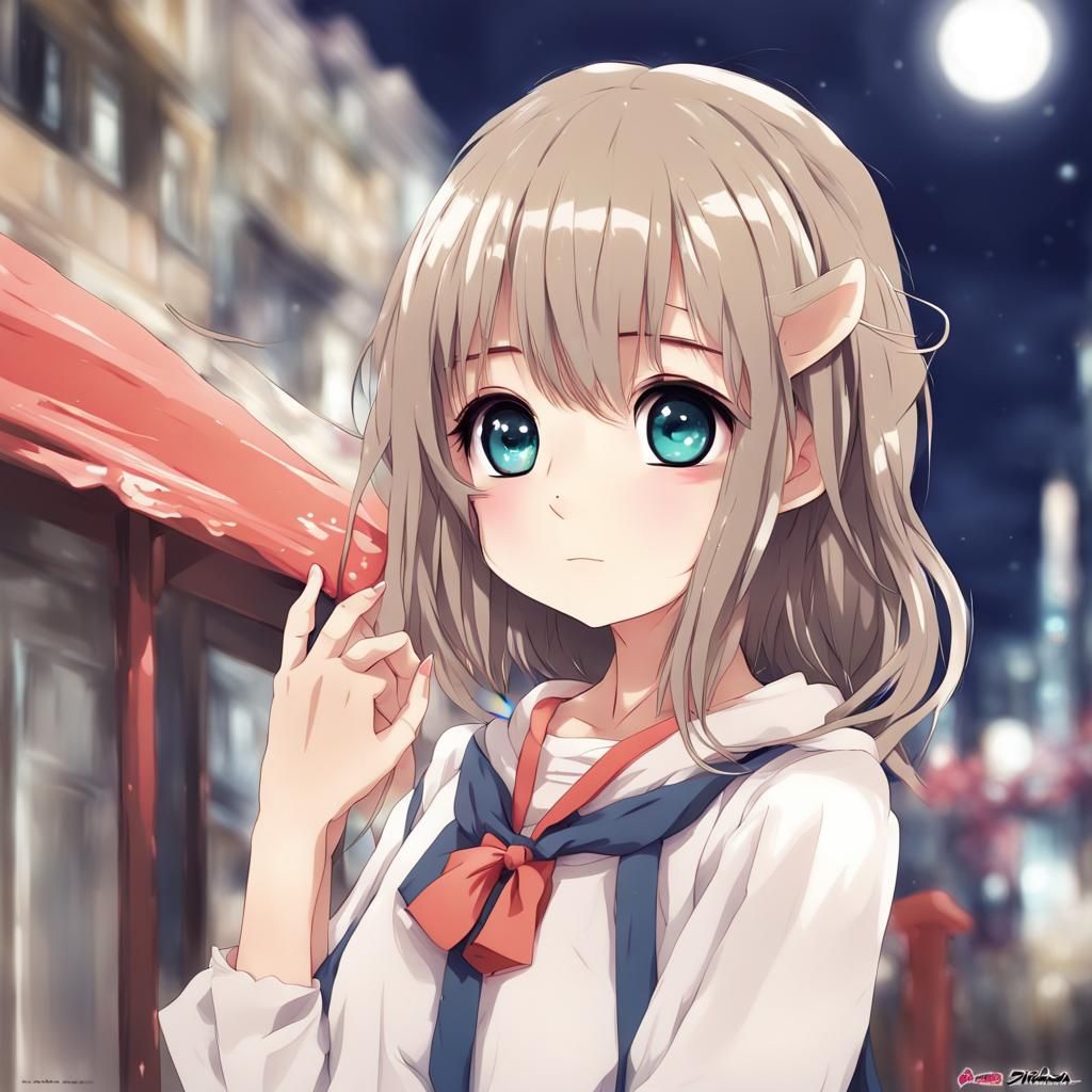 Cute Anime Girl in Key Visual Style