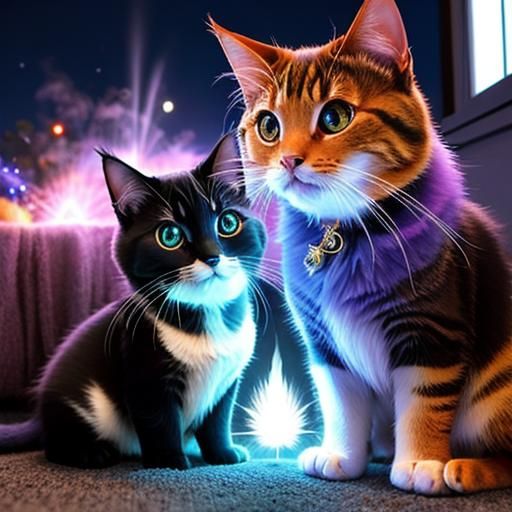 Fiery Celestial Cats: An Imaginary Vision