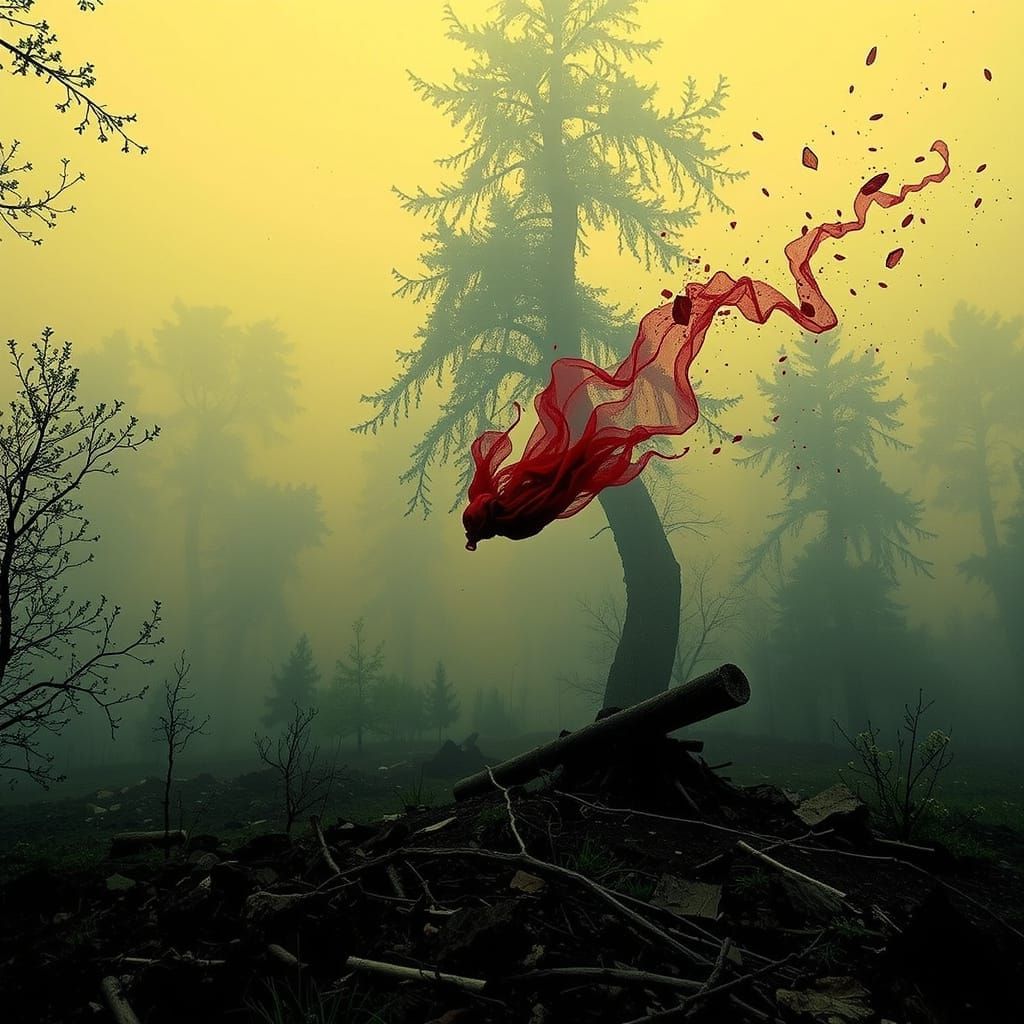 Abstract Swirling Shapes in Vivid Reds