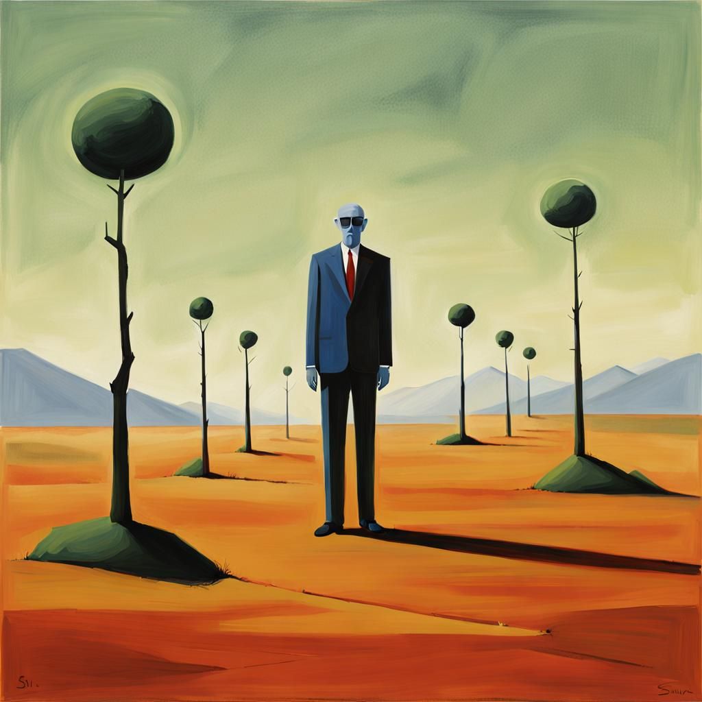 Minimalist Surreal Forest Landscape Painting
