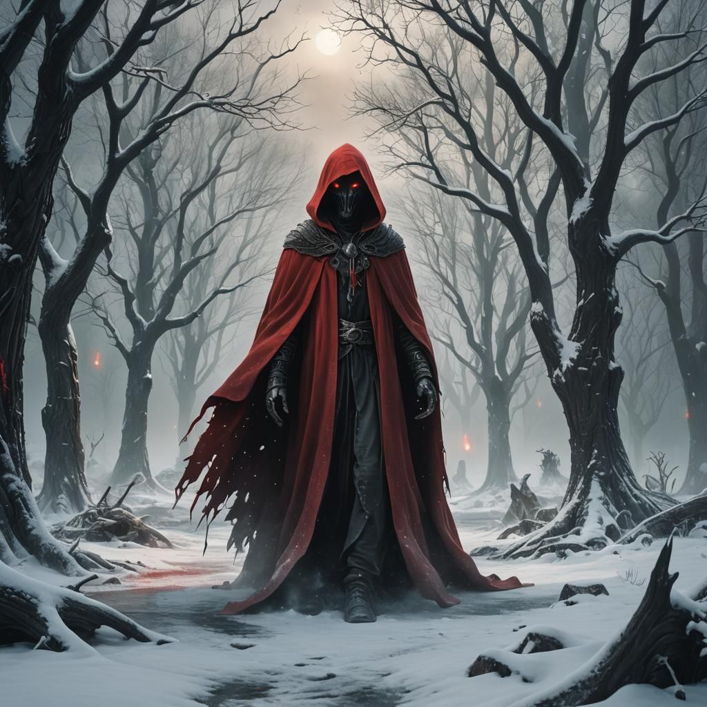 Ghostly Alien Apparition in Winter Cloak