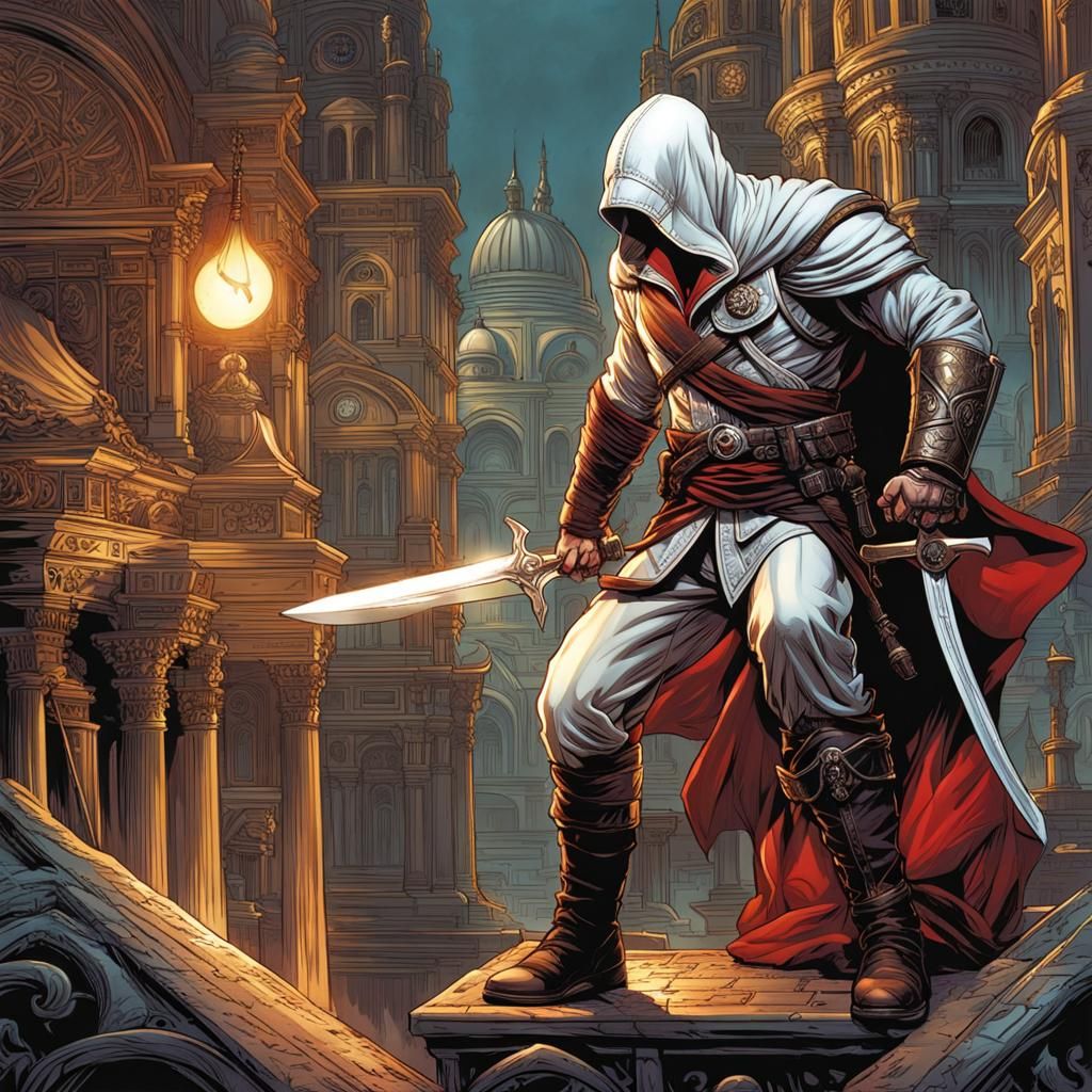 Assassin's Creed Bobblehead in Comic Book Style
