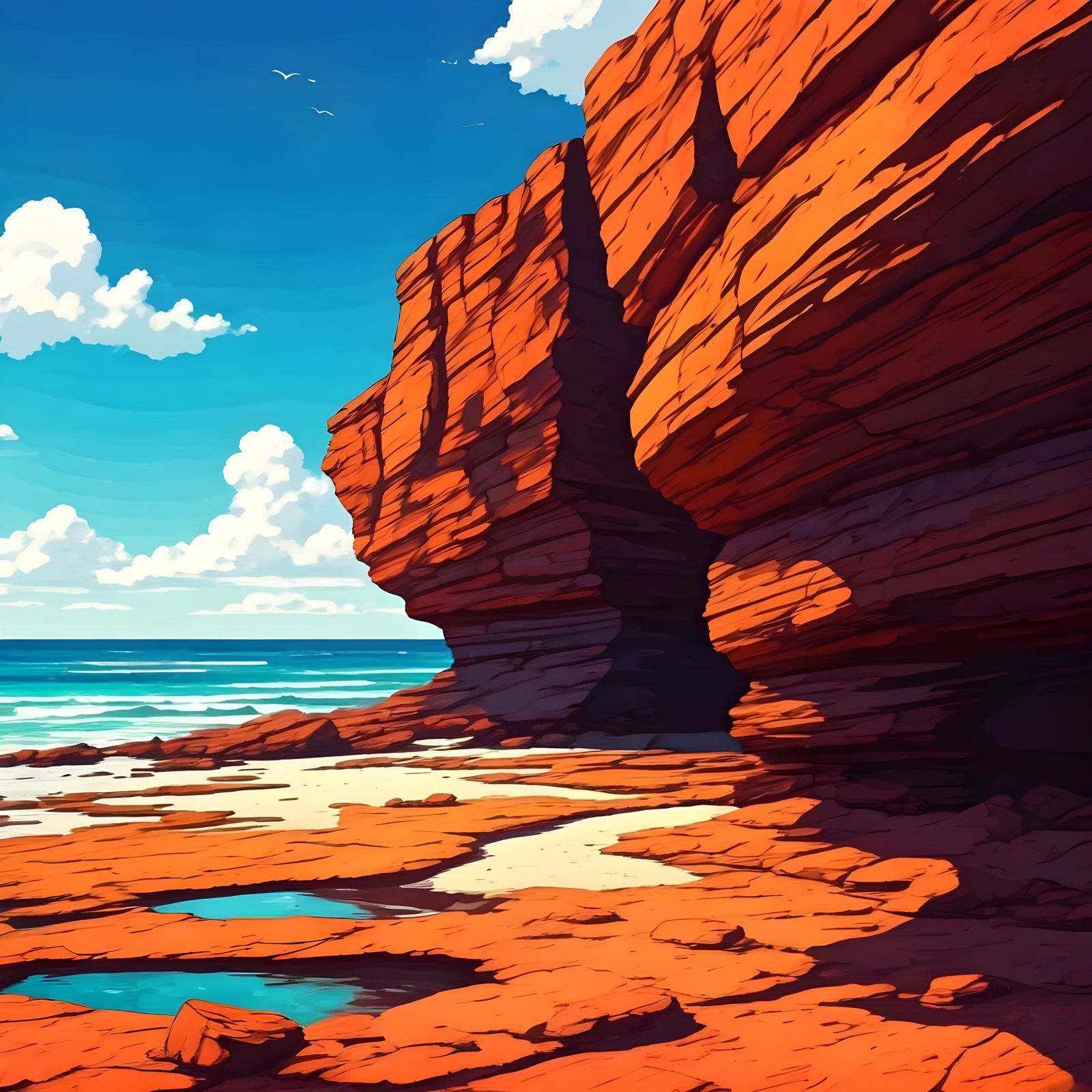 Gantheaume Point Panorama in Vibrant Earth Tones