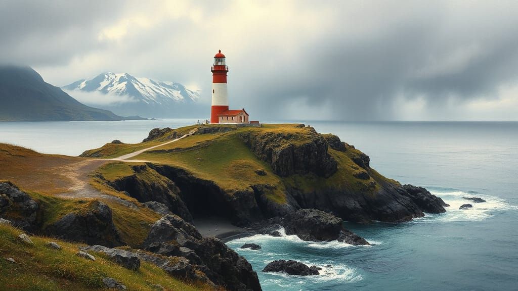Svörtuloft Lighthouse on the Snæfellsnes Peninsula, Iceland