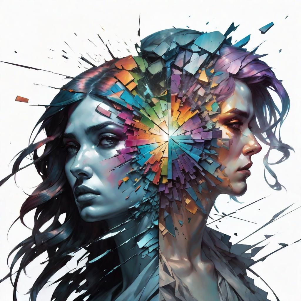 Shattered Personalities: Monochromatic Art with Rainbow Acce...