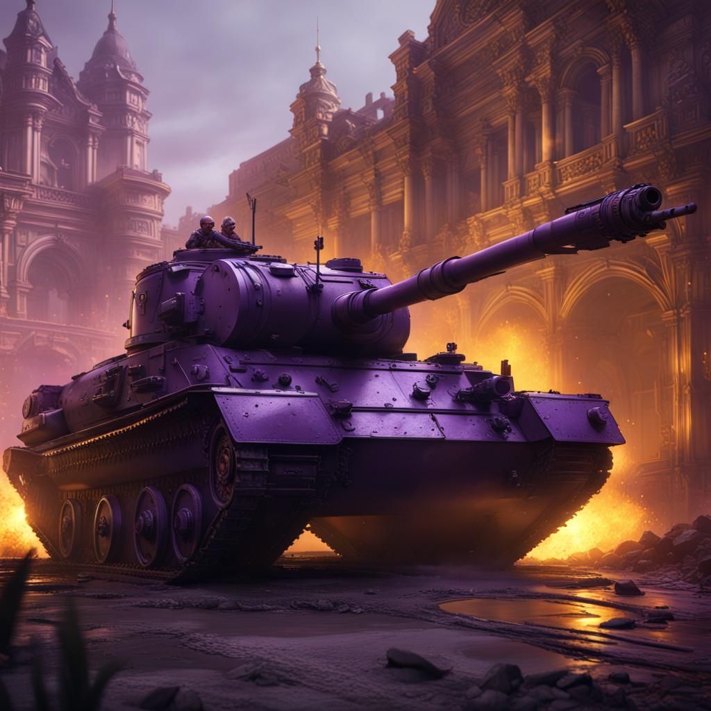 Tank Battle in Dark Fantasy Style
