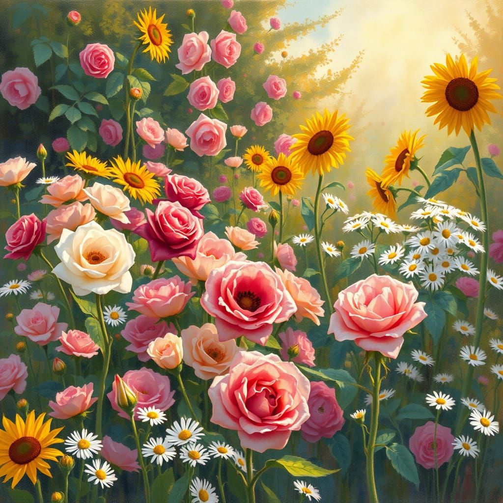 Vibrant Garden in Impressionist Style