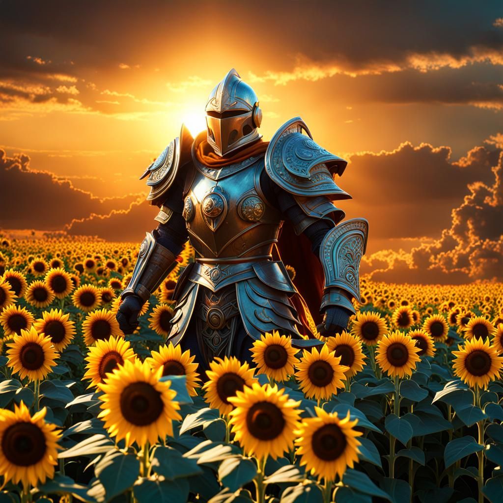 Sunflower Knight in Detailed 3D Render