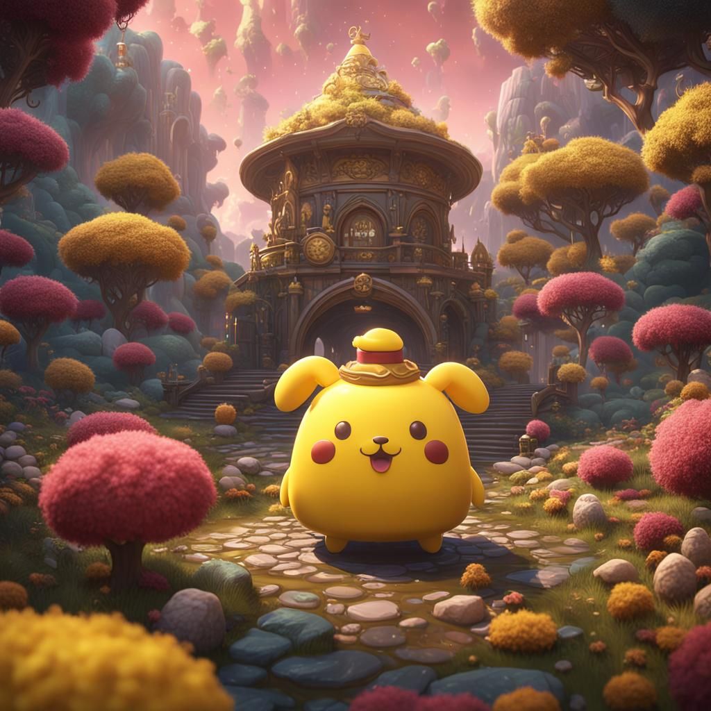 Fantastical Pompompurin in Vast Unreal Engine 5 Landscape