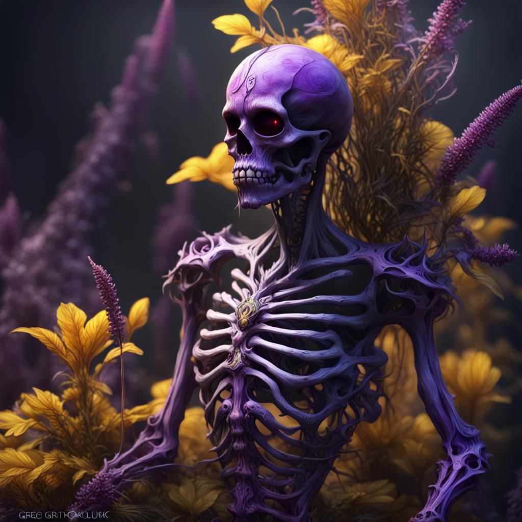 One-Eyed Skeletal Plant Humanoid in Dark Fantasy Art