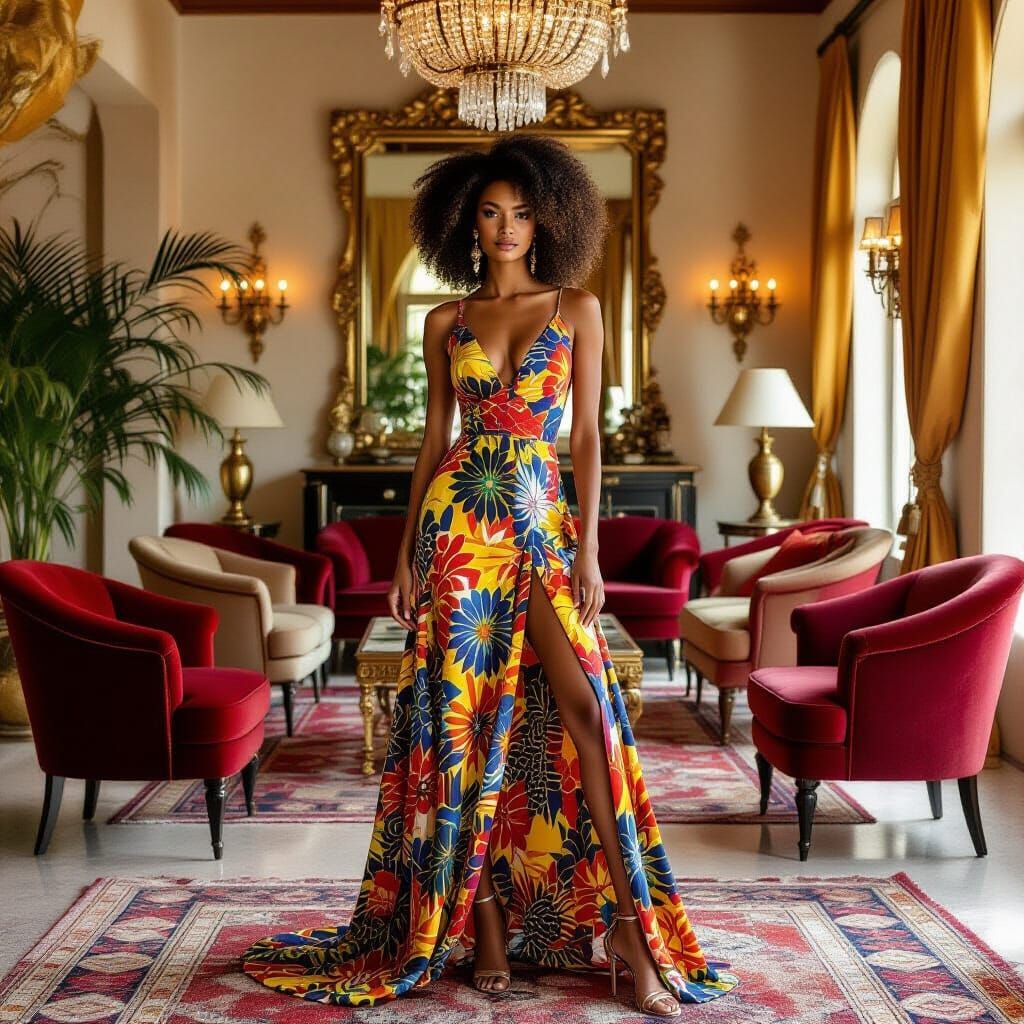 Model in Vibrant African Dress, Fashion Photography