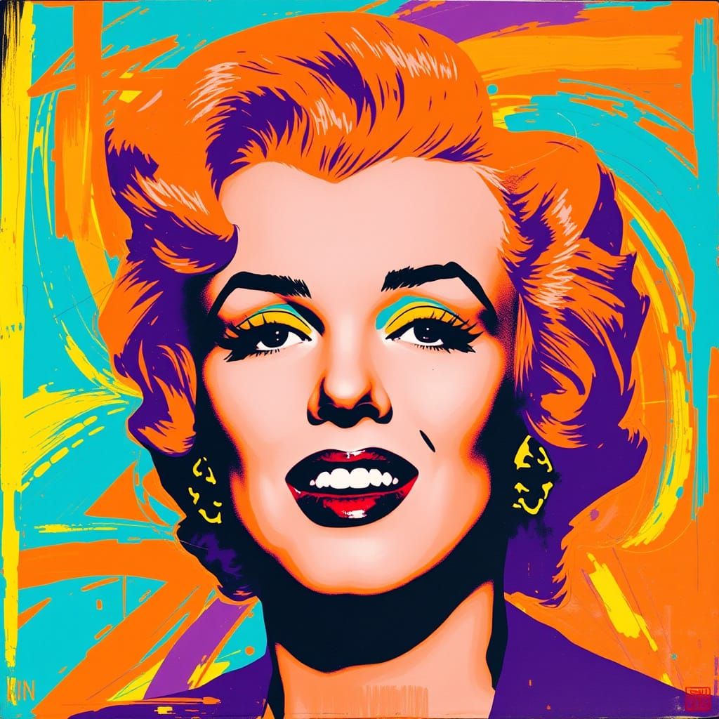 Pop Art Portrait of Marilyn Monroe in Vibrant Abstract Style