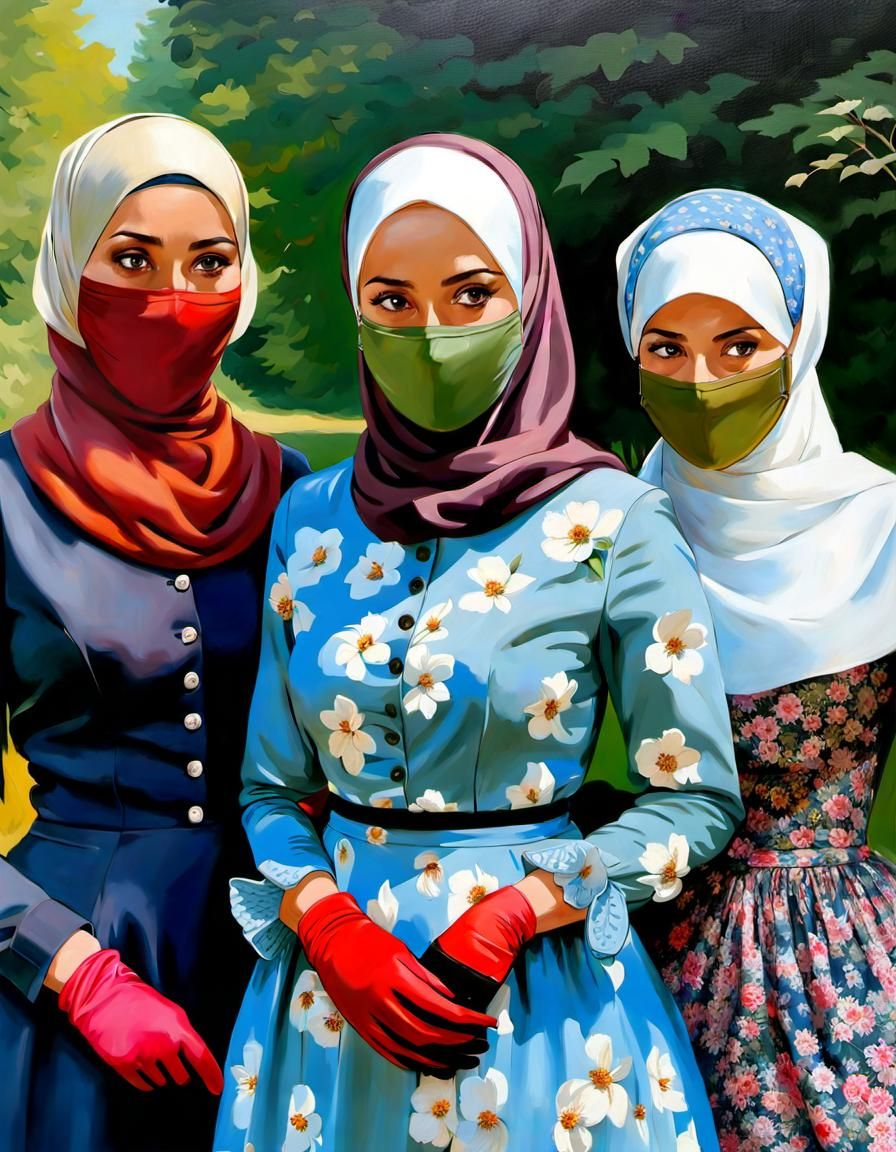 Danish Women in Hijab: An Oil Painting Portrait