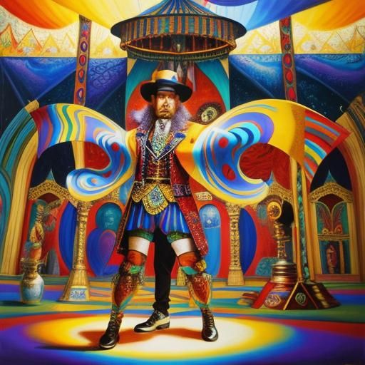 Circus Scene in Pre-Raphaelite Style