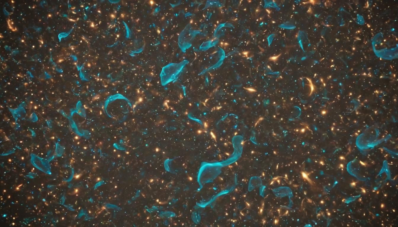 Bioluminescent Stars Dance in Abstract Flow