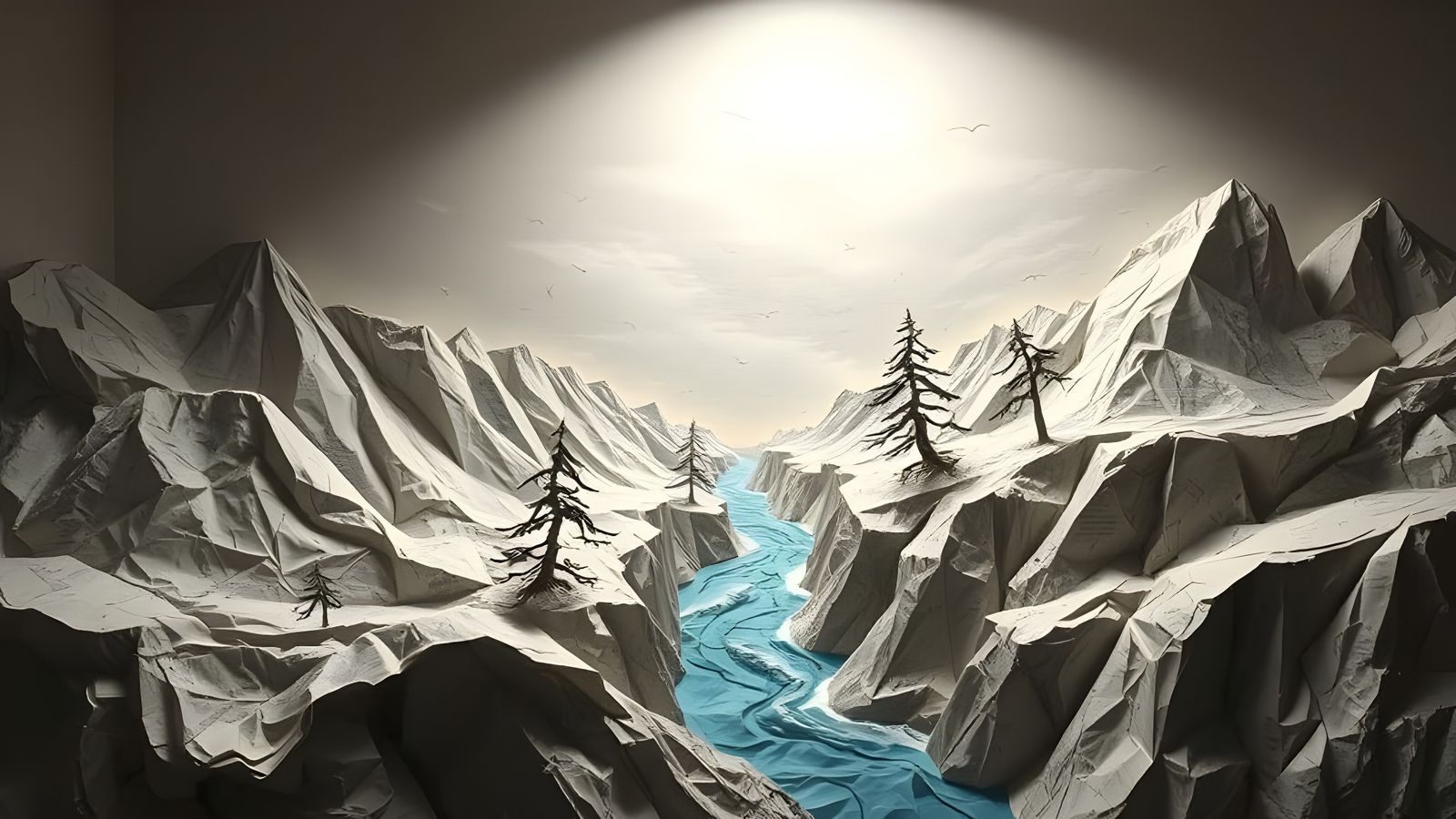 Crumpled Notebook Paper Landscapes