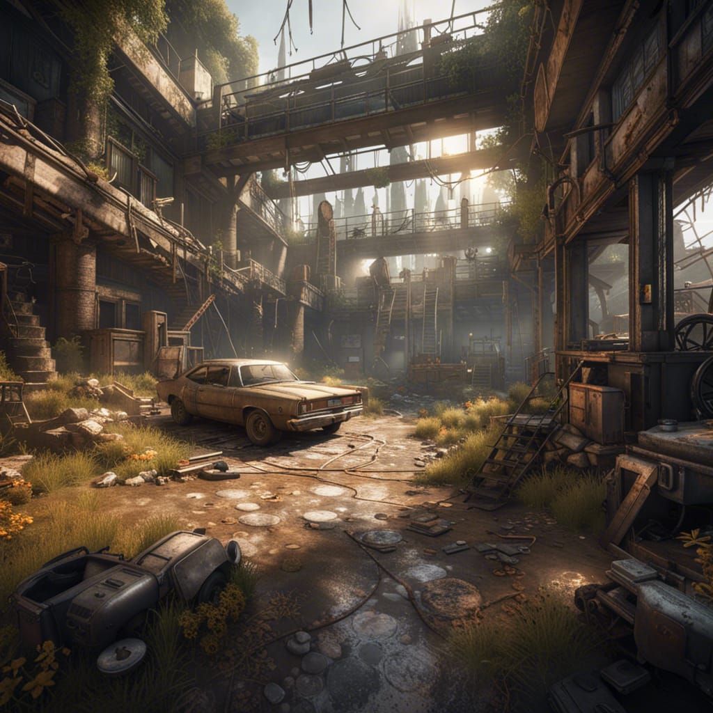Post-Apocalyptic Wonderland in 3D Game Style
