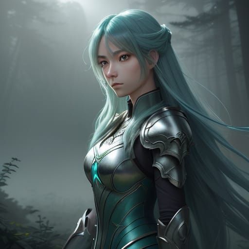 Heroic Anime Concept Art in Moody Moonlit Forest