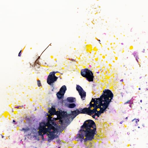 Watercolor Panda in Paint Splash: Anime Visual