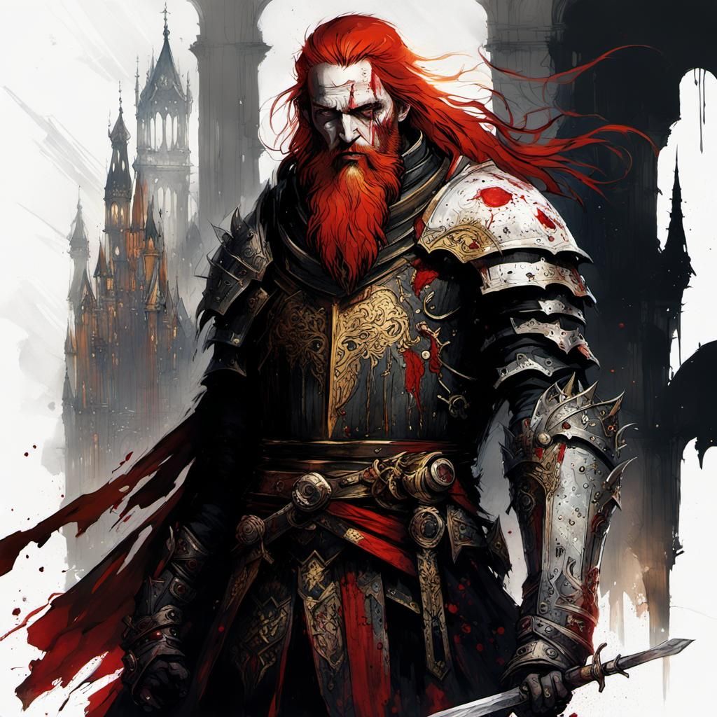 Gothic Vampire Knight in Sunlight, Gouache Style