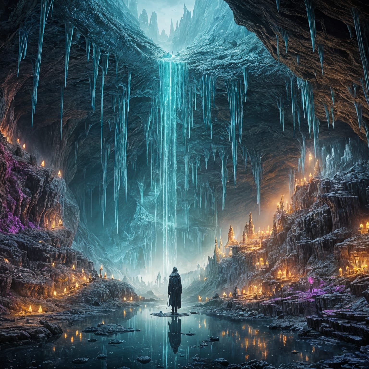 Mysterious Underground Crystal Cave Landscape