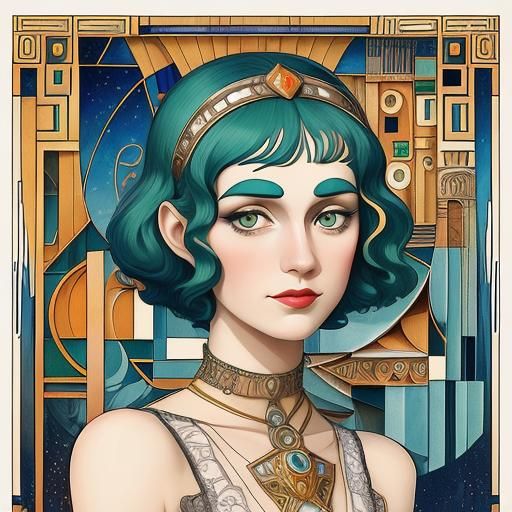 Art Deco Illustration in the Style of Klimt