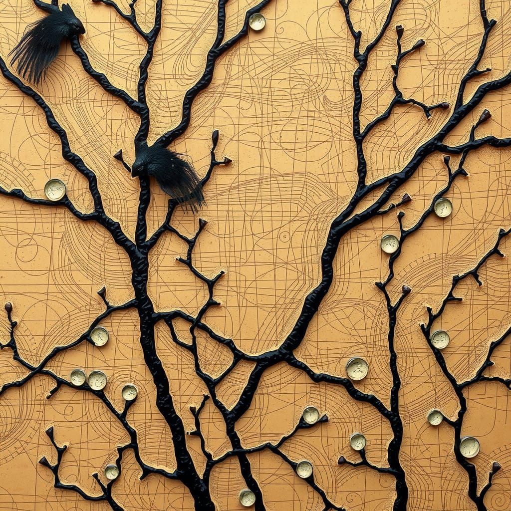 Surreal Landscape with Organic Forms in Bold Colors